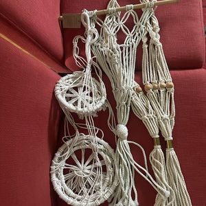 Macrame hanging plant holders Set of 4
